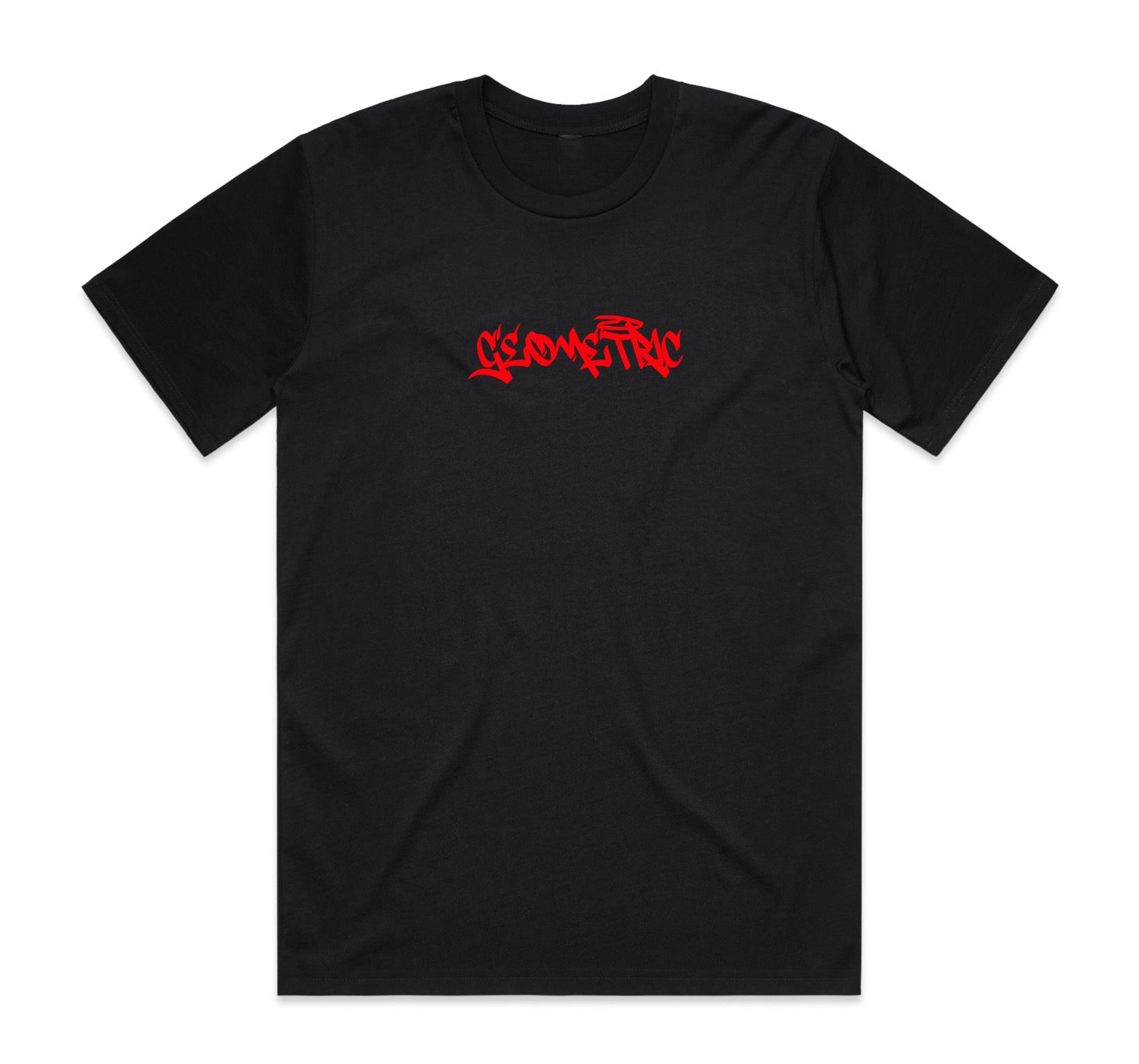 Geometric Script Tee - Black/Red