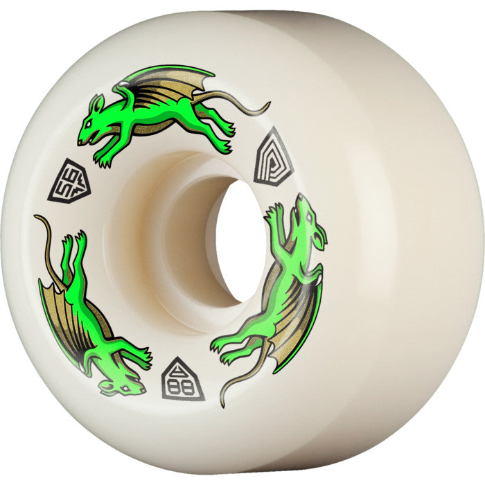 Powell Dragon Formula Green AV6 Nano Rats 88A wheels - 56x36mm